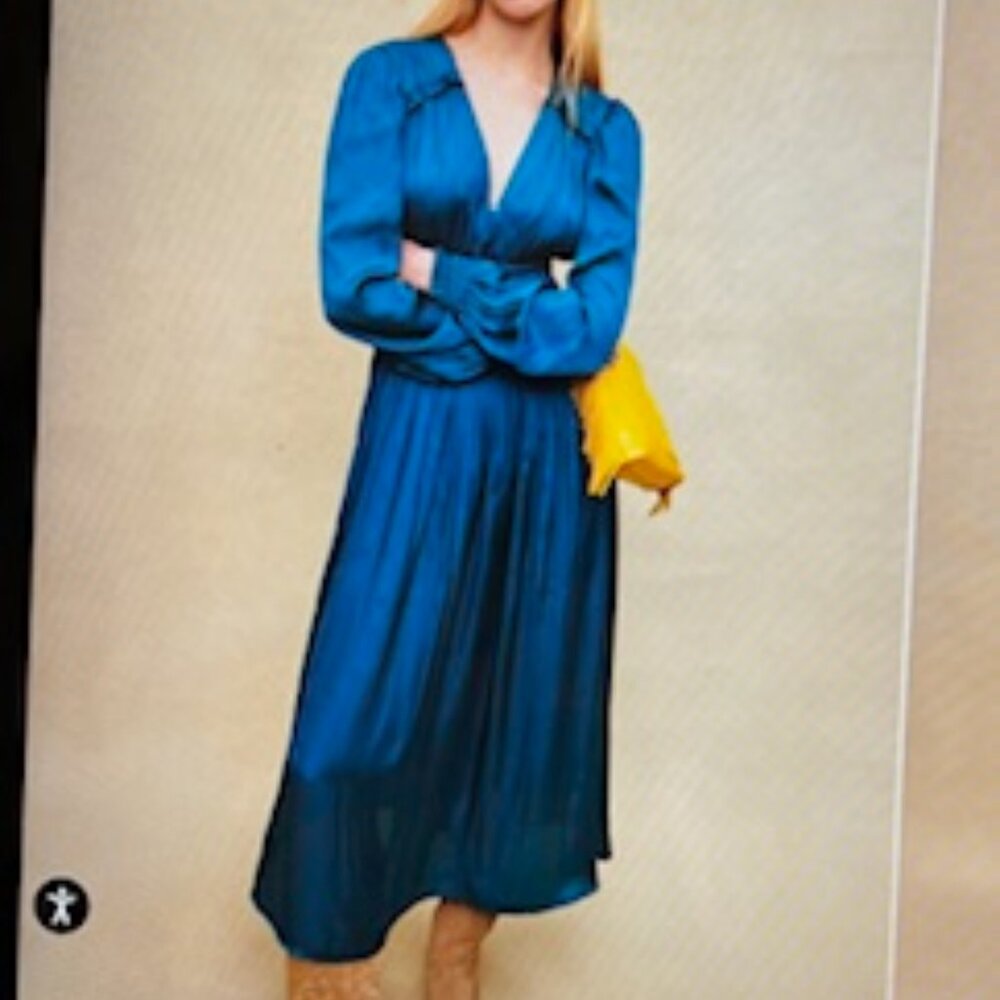 ***NEW*** MAJE Midi dress in ruffled satin - Picture 5 of 6